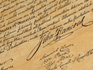 John Hancock's signature on the Declaration of Independence 1776